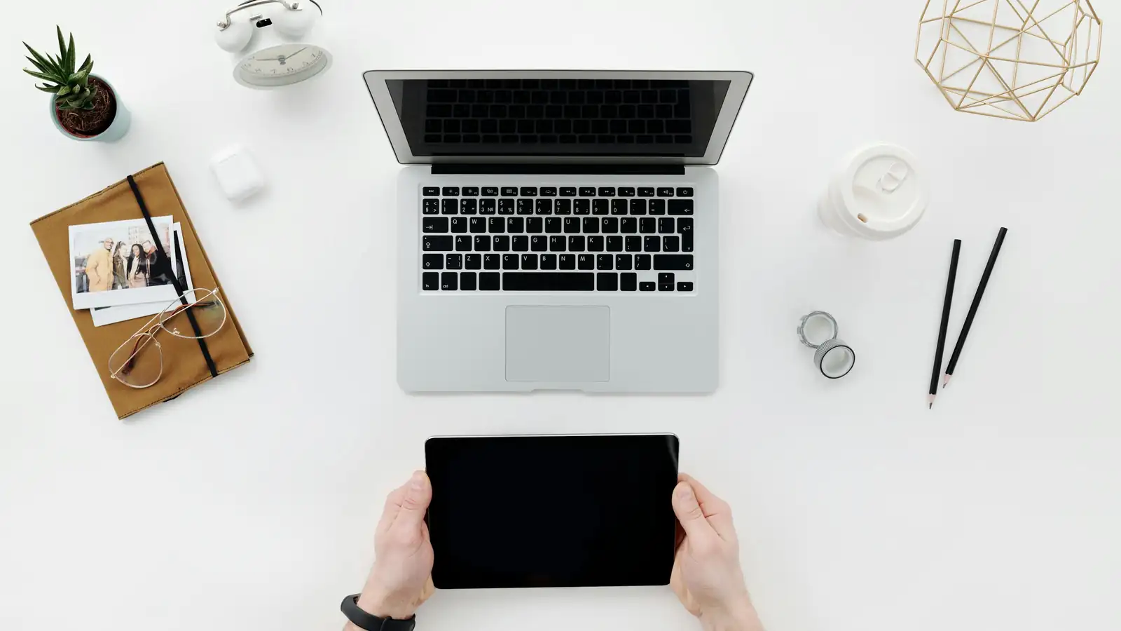 Multiple devices displaying language course materials