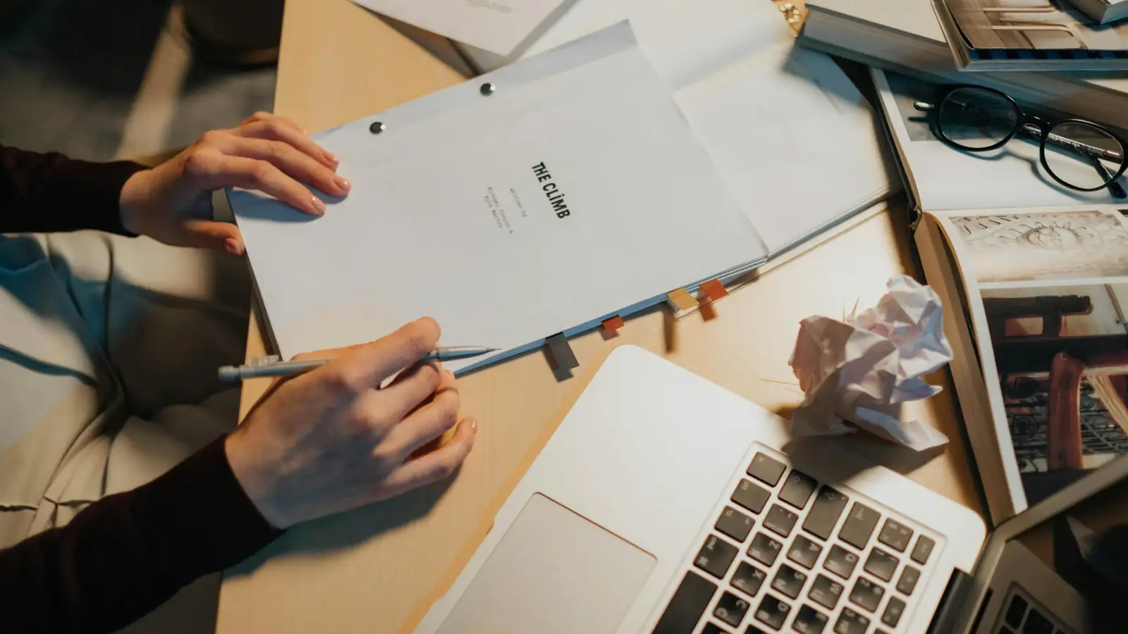 Student at desk beginning language studies