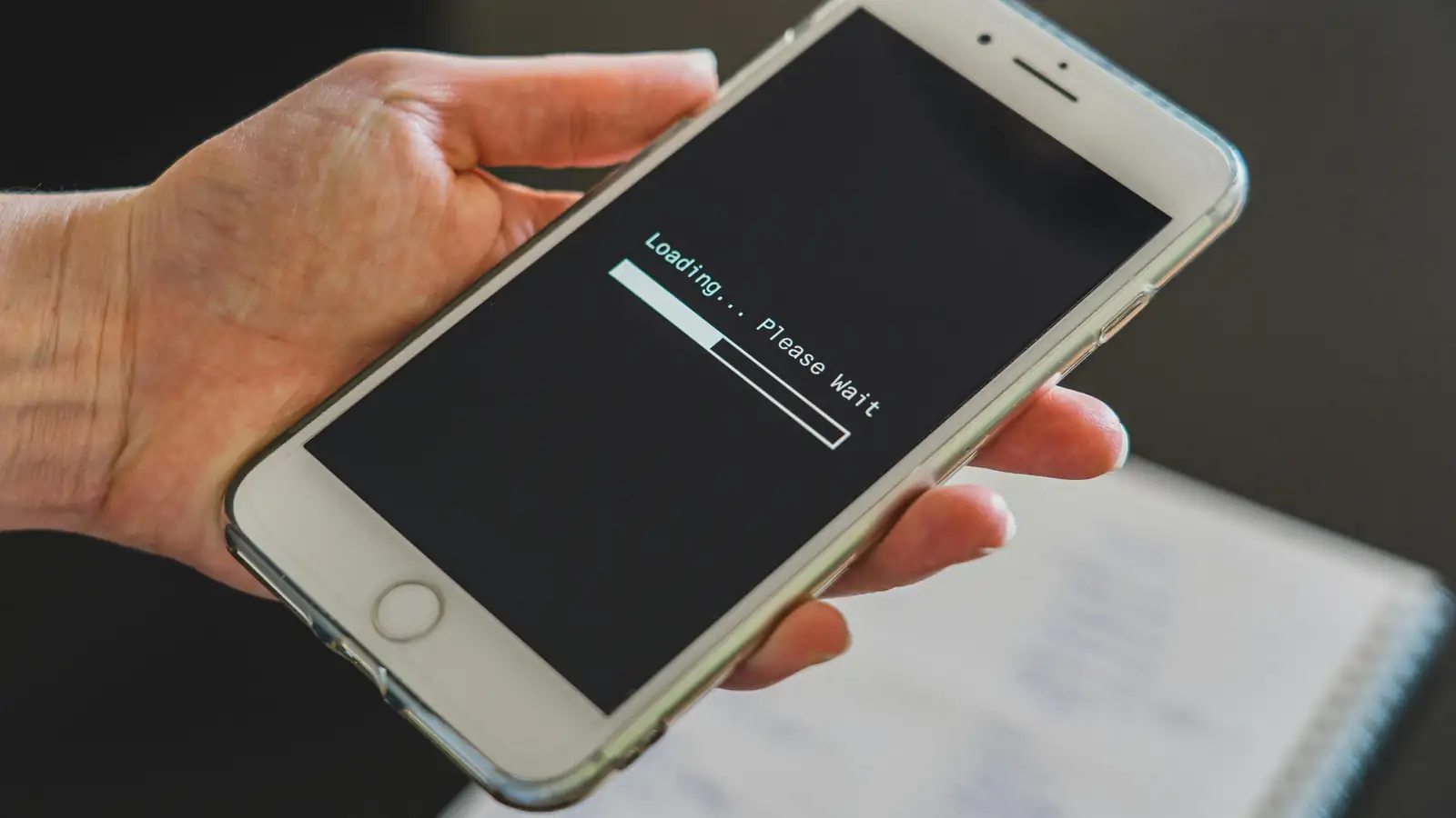 Close-up of phone showing language learning interface